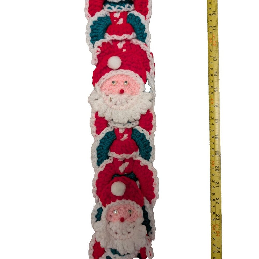 Vintage Handmade Christmas Wall Décor Set (Plastic Canvas JOY + Crocheted Santa)